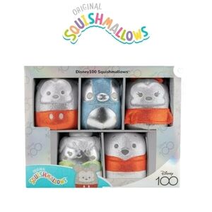 SQUISHMALLOWS Disney 100 Box Set of 5 -5 inch Stitch Mickey Mouse Tinkerbell NEW